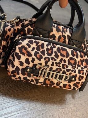 Juicy Couture Leopard Print Mini Bag with Black Trim